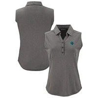 Women's Cutter & Buck  Heather Black Charlotte Knights Forge Eco Stretch Recycled Sleeveless Polo
