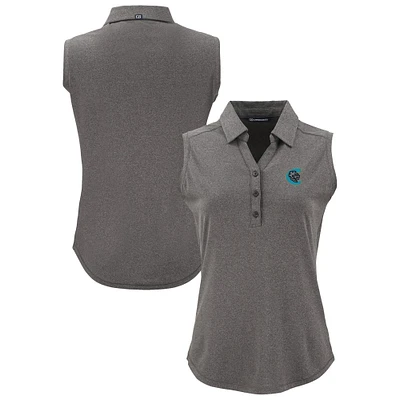 Women's Cutter & Buck  Heather Black Charlotte Knights Forge Eco Stretch Recycled Sleeveless Polo
