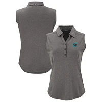 Women's Cutter & Buck  Heather Black Charlotte Knights Forge Eco Stretch Recycled Sleeveless Polo