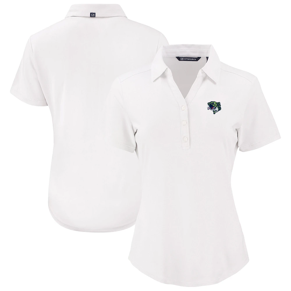 Women's Cutter & Buck White Gwinnett Stripers Forge Eco Stretch Recycled Polo