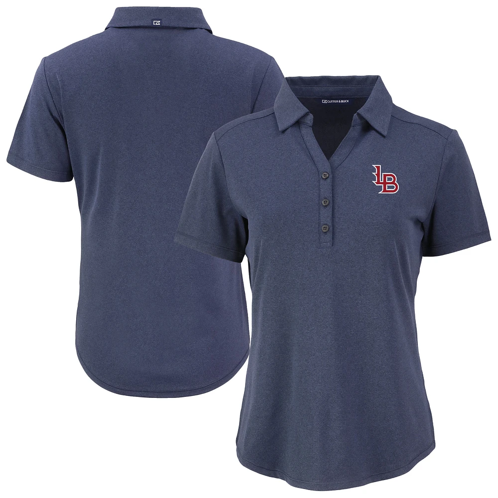 Women's Cutter & Buck Heather Navy Louisville Bats Forge Eco Stretch Recycled Polo