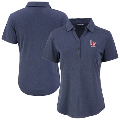 Women's Cutter & Buck  Heather Navy Louisville Bats Forge Eco Stretch Recycled Polo