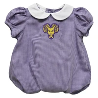 Girls Infant Vive La Fete  Purple West Chester Golden Rams Puffy Bubble Dress
