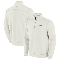 Men's Tommy Bahama Cream Baltimore Orioles Sport Tobago Bay Tri-Blend Half-Zip Sweatshirt