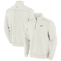 Men's Tommy Bahama Cream Baltimore Orioles Sport Tobago Bay Tri-Blend Half-Zip Sweatshirt