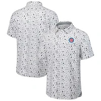 Men's Tommy Bahama  Gray Chicago Cubs Nova Wave Riptide Rally Camp Button-Up Short Sleeve Shirt