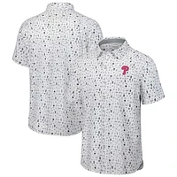 Men's Tommy Bahama  Gray Philadelphia Phillies Nova Wave Riptide Rally Camp Button-Up Short Sleeve Shirt