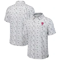 Men's Tommy Bahama  Gray Philadelphia Phillies Nova Wave Riptide Rally Camp Button-Up Short Sleeve Shirt