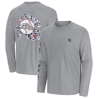 Men's Tommy Bahama  Gray New York Yankees Tropic Curveball Lux Long Sleeve T-Shirt