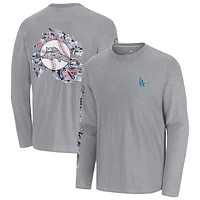 Men's Tommy Bahama  Gray Los Angeles Dodgers Tropic Curveball Lux Long Sleeve T-Shirt