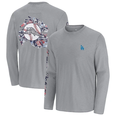 Men's Tommy Bahama  Gray Los Angeles Dodgers Tropic Curveball Lux Long Sleeve T-Shirt