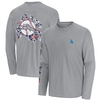 Men's Tommy Bahama  Gray Los Angeles Dodgers Tropic Curveball Lux Long Sleeve T-Shirt