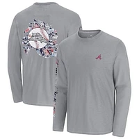 Men's Tommy Bahama  Gray Atlanta Braves Tropic Curveball Lux Long Sleeve T-Shirt