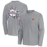 Men's Tommy Bahama  Gray Baltimore Orioles Tropic Curveball Lux Long Sleeve T-Shirt