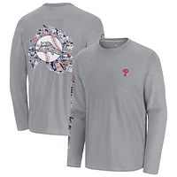 Men's Tommy Bahama  Gray Philadelphia Phillies Tropic Curveball Lux Long Sleeve T-Shirt