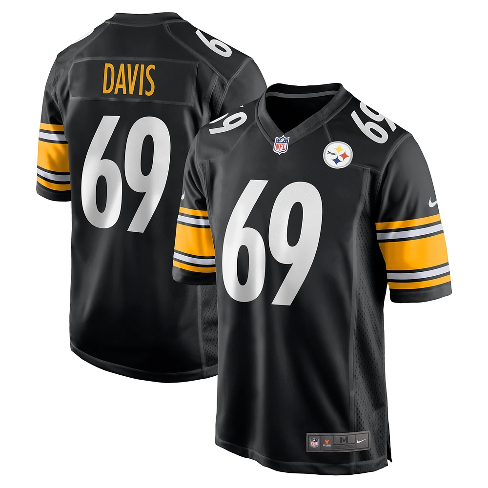 Men's Nike Domenique Davis  Black Pittsburgh Steelers Game Jersey