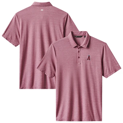 Men's TravisMathew Heather Red Los Angeles Angels Playoff Pitch Polo