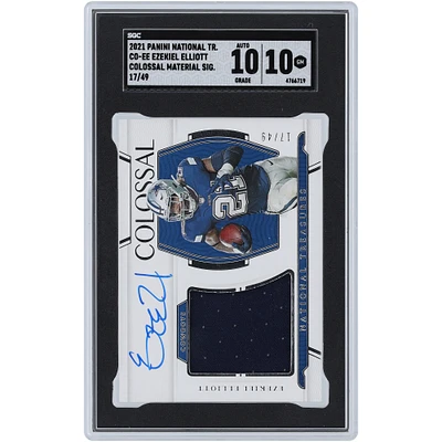 Ezekiel Elliott Dallas Cowboys Autographed 2021 Panini National Treasures Colossal Material Relic #CO-EE #17/49 SGC Authenticated 10/10 Card