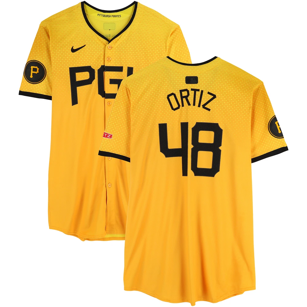 Luis Ortiz Pittsburgh Pirates Game-Used #48 Gold Nike City Connect Jersey vs. Kansas City Royals on September 13, 2024