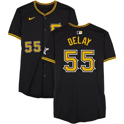 Jason Delay Pittsburgh Pirates Game-Used #55 Black Nike Jersey from March 23 & 24, 2024