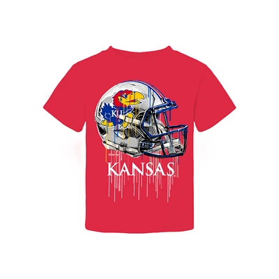 Toddler Vive La Fete  Red Kansas Jayhawks Dripping Football Helmet T-Shirt