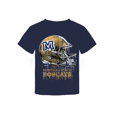 Toddler Vive La Fete  Navy Montana State Bobcats Dripping Football Helmet T-Shirt