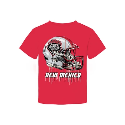 Toddler Vive La Fete  Cherry New Mexico Lobos Dripping Football Helmet T-Shirt