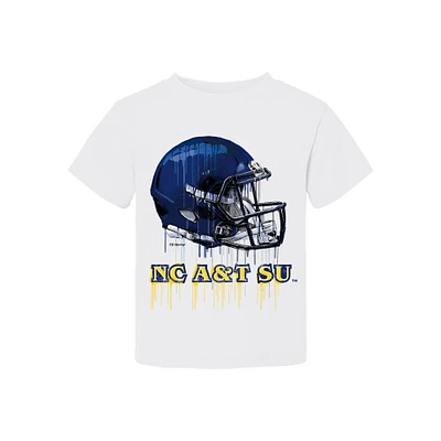 Toddler Vive La Fete  White North Carolina A&T Aggies Dripping Football Helmet T-Shirt