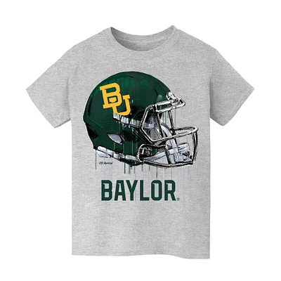 Youth Vive La Fete  Heather Gray Baylor Bears Dripping Football Helmet T-Shirt