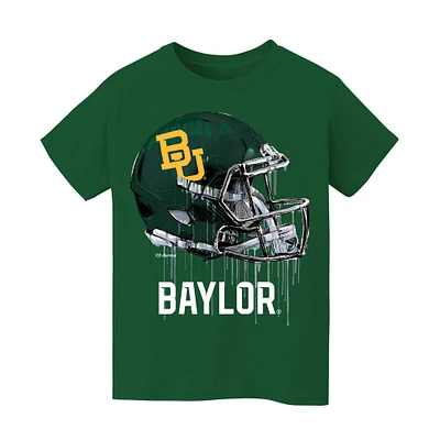 Youth Vive La Fete  Green Baylor Bears Dripping Football Helmet T-Shirt