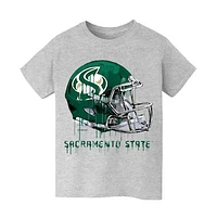 Youth Vive La Fete  Heather Gray Sacramento State Hornets Dripping Football Helmet T-Shirt