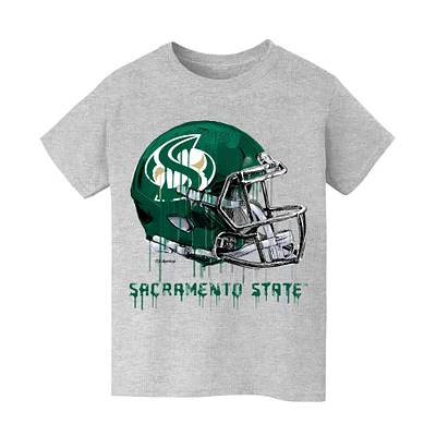 Youth Vive La Fete  Heather Gray Sacramento State Hornets Dripping Football Helmet T-Shirt