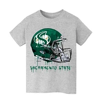 Youth Vive La Fete  Heather Gray Sacramento State Hornets Dripping Football Helmet T-Shirt