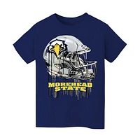 Youth Vive La Fete  Navy Morehead State Eagles Dripping Football Helmet T-Shirt