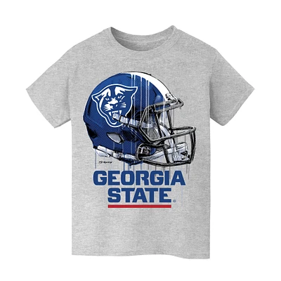 Youth Vive La Fete  Heather Gray Georgia State Panthers Dripping Football Helmet T-Shirt