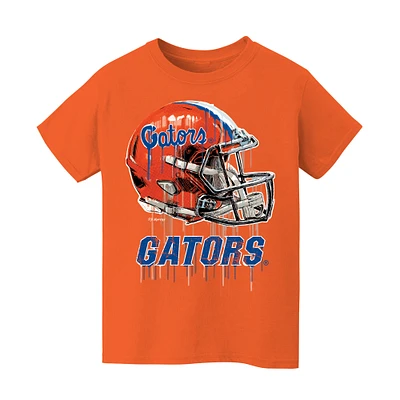 Youth Vive La Fete  Orange Florida Gators Dripping Football Helmet T-Shirt