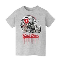 Youth Vive La Fete  Heather Gray Utah Utes Dripping Football Helmet T-Shirt