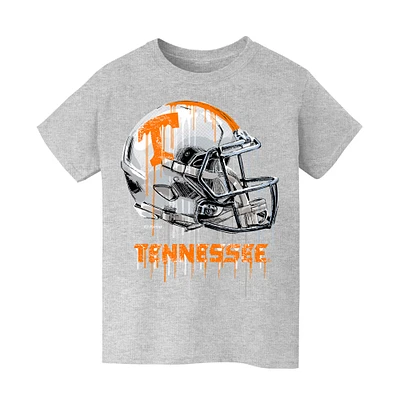 Youth Vive La Fete  Heather Gray Tennessee Volunteers Dripping Football Helmet T-Shirt