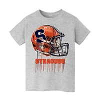 Youth Vive La Fete  Heather Gray Syracuse Orange Dripping Football Helmet T-Shirt