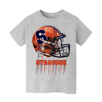 Youth Vive La Fete  Heather Gray Syracuse Orange Dripping Football Helmet T-Shirt