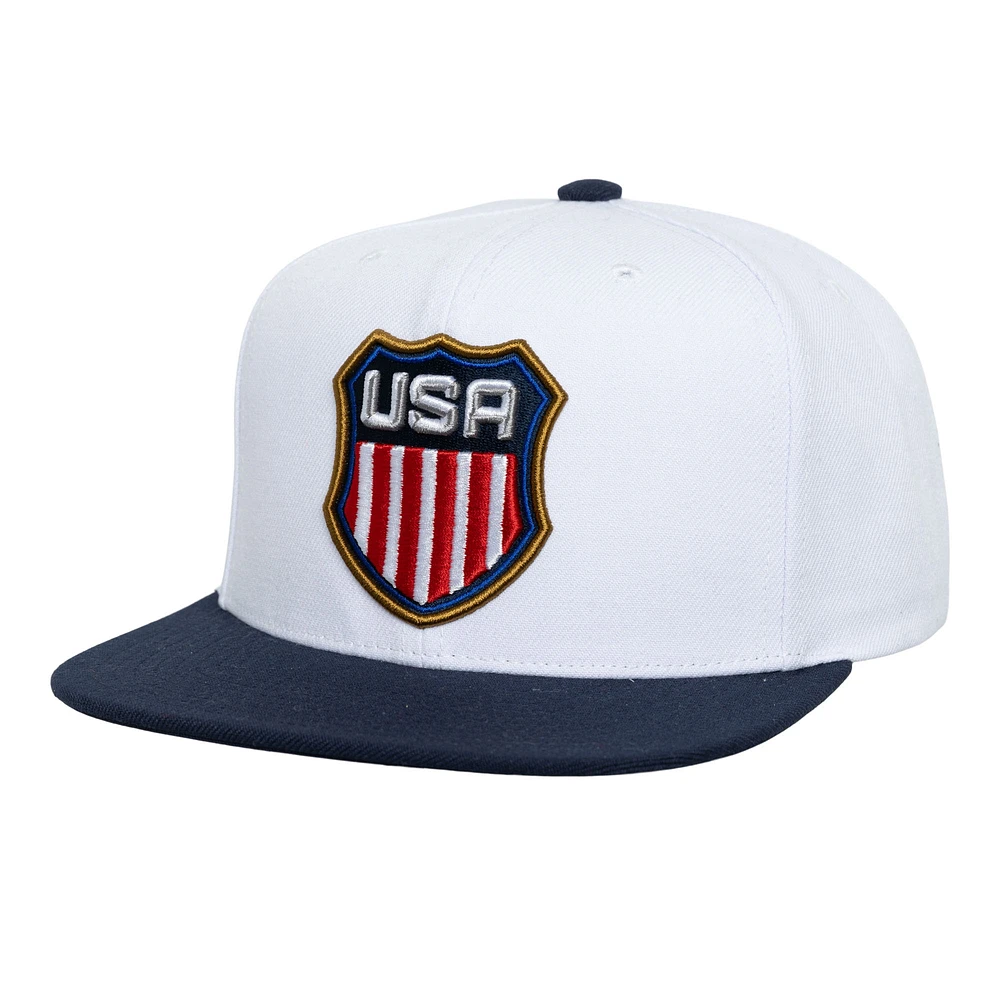 Men's Mitchell & Ness White/Navy USA 2025 4 Nations Face-Off Team Snapback Hat