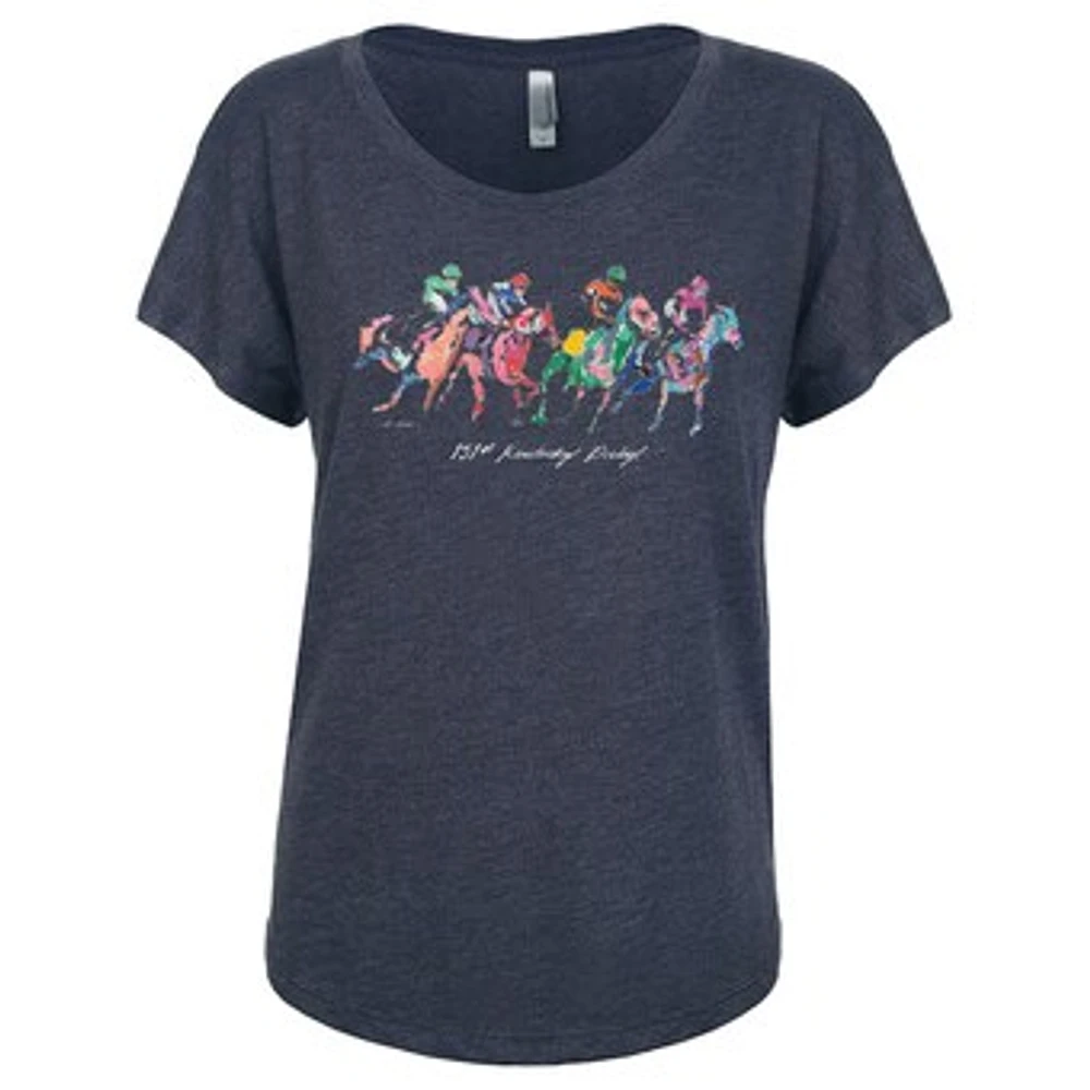 Women's Heather Navy Kentucky Derby 151 Art of the Dolman Scoop Neck T-Shirt