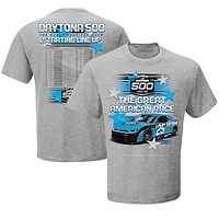 Men's Checkered Flag Sports Gray Daytona International Speedway 2025 500 Starting Lineup T-Shirt