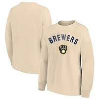 Women's Profile  Oatmeal Milwaukee Brewers French Terry Pullover Sweatshirt