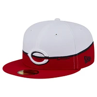 Men's New Era  Red/White Cincinnati Reds Paint Stroke 59FIFTY Fitted Hat