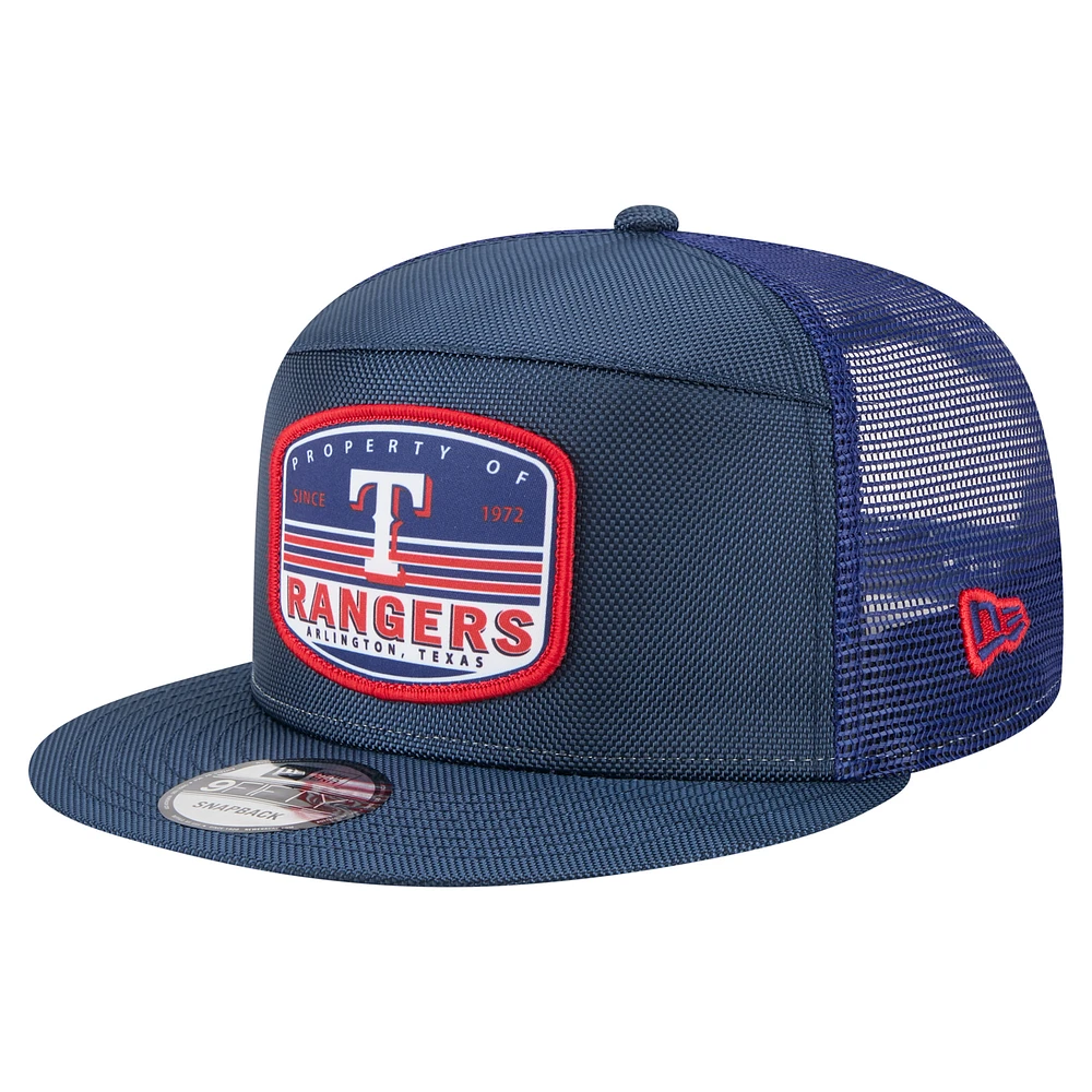 Men's New Era Royal Texas Rangers Split Panel 9FIFTY Trucker Snapback