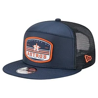 Men's New Era  Navy Houston Astros Split Panel 9FIFTY Trucker Snapback