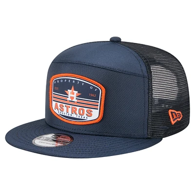 Men's New Era  Navy Houston Astros Split Panel 9FIFTY Trucker Snapback