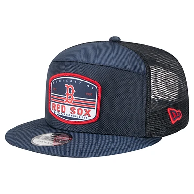 Men's New Era  Navy Boston Red Sox Split Panel 9FIFTY Trucker Snapback