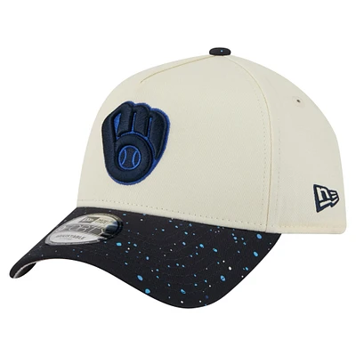 Men's New Era  Cream Milwaukee Brewers Speckle A-Frame 9FORTY Adjustable Hat
